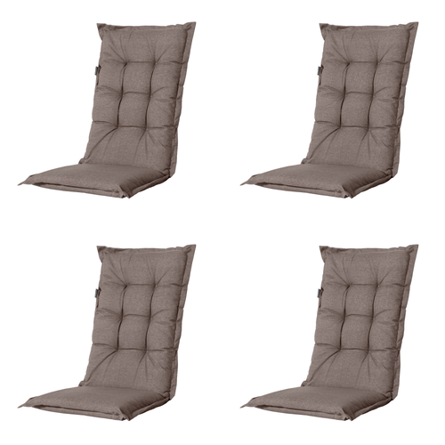Madison tuinstoelkussen hoge rug Manchester - taupe - 123x50x7cm - set van 4