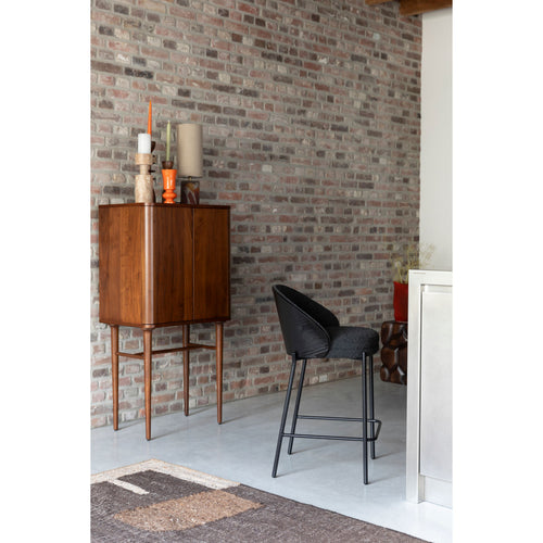 Dutchbone Rodin Counter/ Barkrukken met Rugleuning Bouclé Zwart - Set van 2 - vtwonen shop