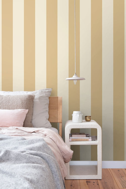 ESTAhome behang strepen beige en okergeel - 50 x 900 cm - 132085