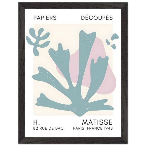 Artfulprints Poster met Lijst Matisse – Abstract bloom turquoise   - 30x40 cm - Turquoise
