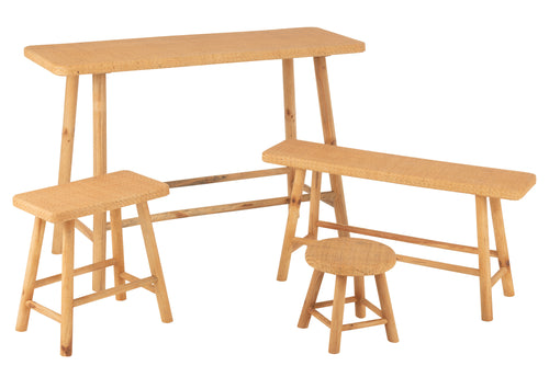 J-Line kruk Rond - riet/sparhout - naturel - vtwonen shop