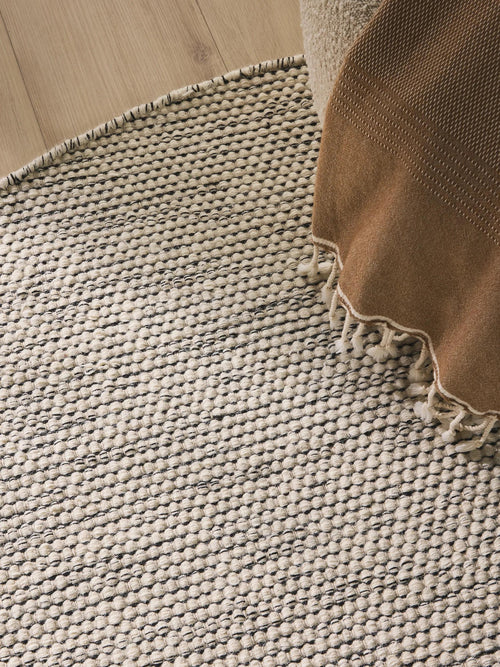 benuta wollen vloerkleed Rocco - beige/zwart - ø 200 cm