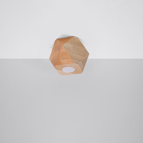 Sollux Lighting Plafondlamp WOODY 1 natuurlijk hout - 12x12x12cm