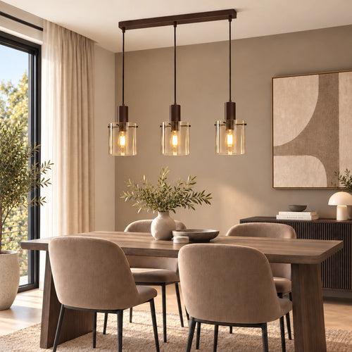Searchlight hanglamp Sweden - 3 lichts - 101  x 120   cm - bruin amber