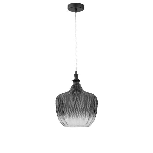 Merano Frisco Koepel Hanglamp Plafondlamp Mat Zwart Metaal Rokerig Grijs Glas LED E27