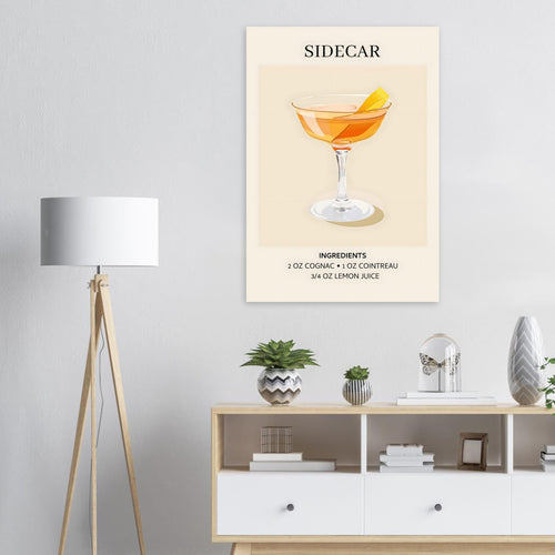 Artfulprints Poster met Lijst Sidecar cocktail I - Ingrediënten   - 30x40 cm - Oranje