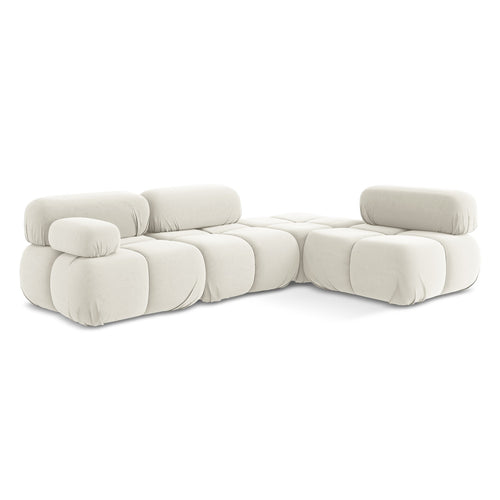 LaMiaSofa hoekbank rechts Sanremo - velours - lichtbeige - 285x190x70