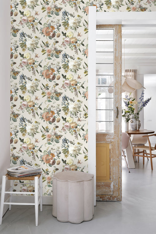 ESTAhome behang vintage bloemen beige - 53 cm x 10,05 m - 139544 - vtwonen shop