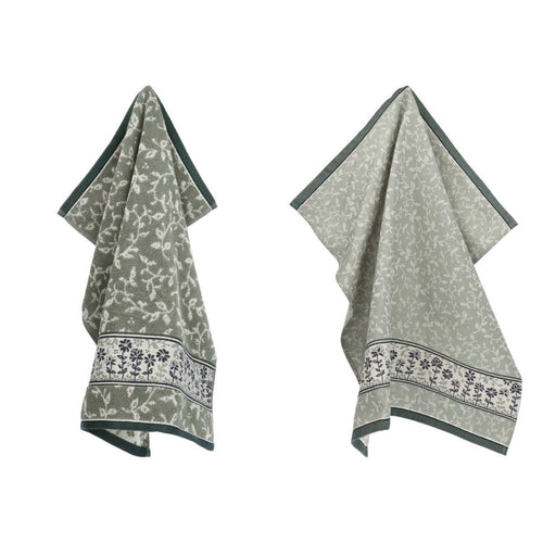 Bunzlau Castle Luxe Keukendoek en Theedoek - Daydream Donkergroen - 100% biologisch GOTS katoen - keukentextiel set - vtwonen shop