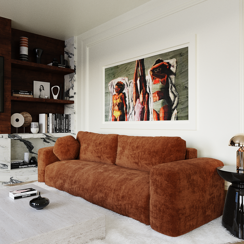 Premium Interiors - Slaapbank met opbergruimte LIOR - getextureerd fluweel terracotta 260cm