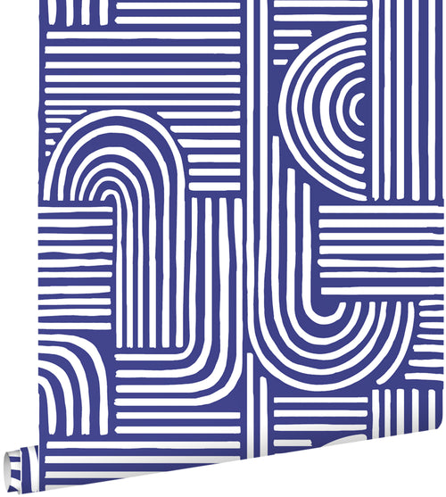 ESTAhome behang grafisch 3D motief donkerblauw - 50 x 900 cm - 131580 - vtwonen shop