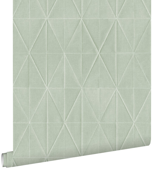 ESTAhome eco-texture vliesbehang origami motief celadon groen - 0,53 x 10,05 m - 148713 - vtwonen shop