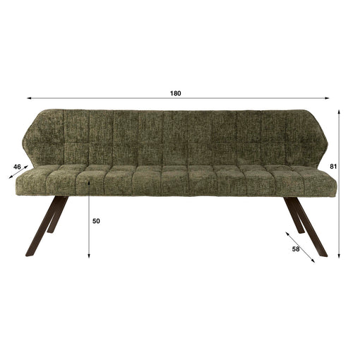 Giga Living Eetkamerbank Raster - Groen - 180x60x80cm