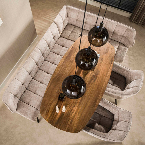 Giga Living Hoekbank Raster - Zand/Bruin Rechts - 230x150x80cm