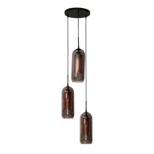 Giga Meubel Hanglamp Getrapt - Zwart Glas - 3-Lichts - 180x35x35cm - vtwonen shop