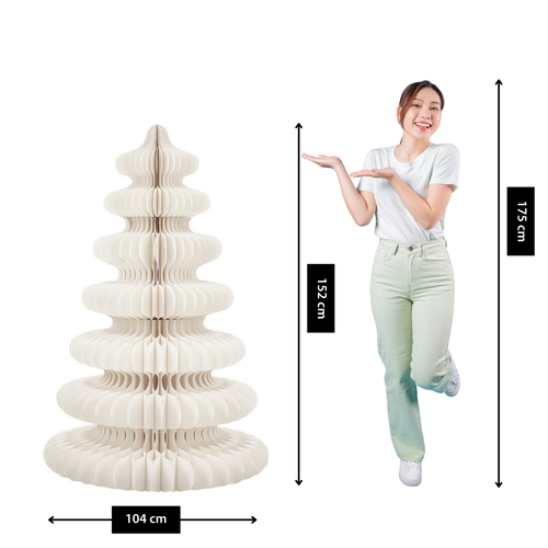 Mica Decorations Papieren Kerstboom - Opvouwbare Kunstkerstboom - H152 x Ø104 cm - Kerst Decoratie - FSC 100% - Wit