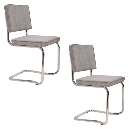 Zuiver Ridge Rib Kink Stoel Lichtgrijs - Set van 2 - vtwonen shop