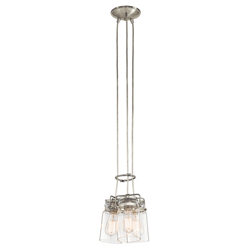 Elstead Brinley - Hanglamp 3-lichts geborsteld nikkel, E27