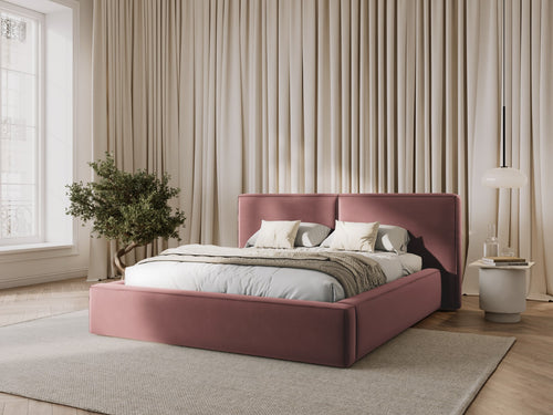 Micadoni Opbergbed met hoofdeinde Jodie 160x200cm, flueel, roze - 228x214x108cm