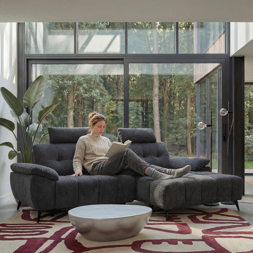 Furnhouse chaise longue bank rechts Colorado - Zwart - Stof - 156x268x107
