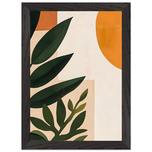 Artfulprints Poster met Lijst Boho – Abstract plant   - A4 21x29.7 cm - Groen