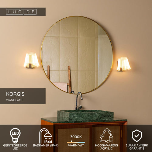 Lucide wandlamp badkamer KORGIS - 1xGeïntegreerde LED - Transparant