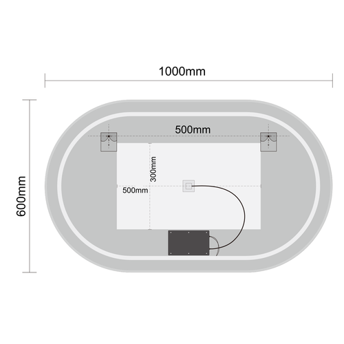 LOMAZOO badkamerspiegel Genua - met LED verlichting & spiegelverwarming - ovaal - 100 x 60 cm