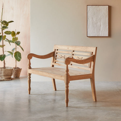 Tikamoon Bank van massief teakhout - Naturel - vtwonen shop