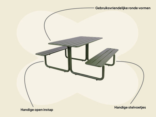 MaximaVida metalen picknicktafel Max olijfgroen - 150 cm