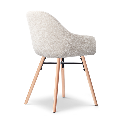 Nolon Nena-Mae Eetkamerstoelen Set van 2 - Bouclé Beige - Houten Poten - vtwonen shop