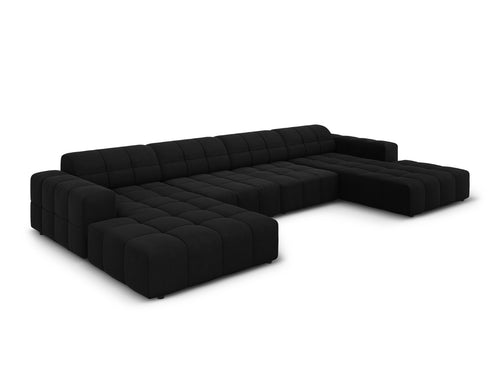 Cosmopolitan Design Panoramische bank Chicago 6-zits, flueel zwart - 167x375x78cm