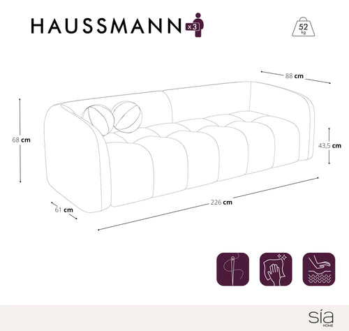 Sia Home - Bank HAUSSMANN - bouclé-stof crème 226cm