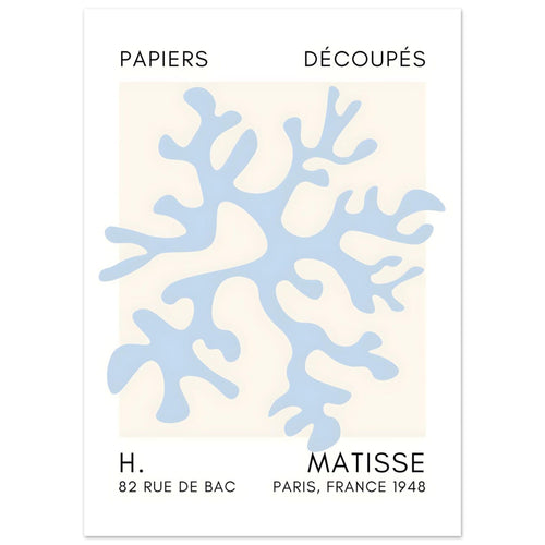 Artfulprints  Matisse – Dreamy coral flower light blue   poster 50x70 cm - vtwonen shop