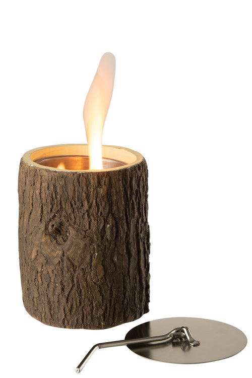J-Line vuurschaal Trunk Rond - cement - bruin