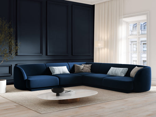 Micadoni Symmetrische hoekbank Miley 5-zits, flueel, koningsblauw - 255x255x70cm