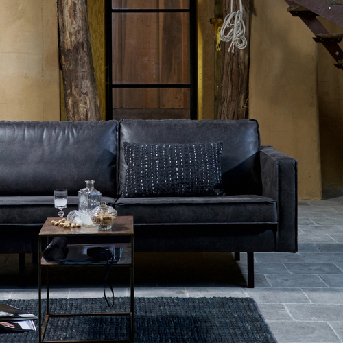 WOOOD chaise longue links Rodeo - Eco-leder - Zwart - 85x300x155 - vtwonen shop