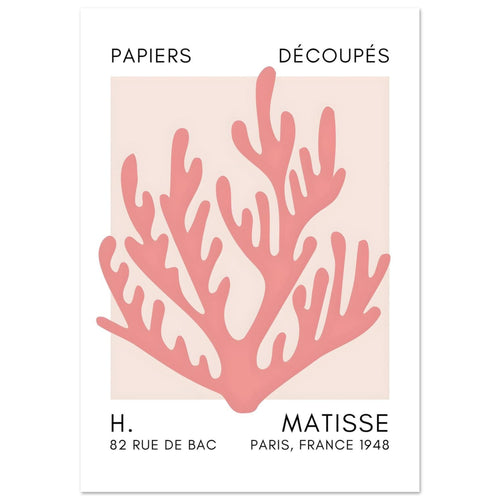 Artfulprints Poster met Lijst Matisse – Coral harmony taupe   - 70x100 cm - Taupe