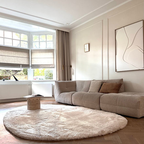 Organisch hoogpolig vloerkleed Odelia beige/wit - Interieur05 - 290 x 200 cm