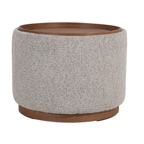 DÉJA Living Salontafel Marcia – Rond – Met Opbergruimte – Essen Fineer – 55x55x42 cm – Taupe/Walnoot