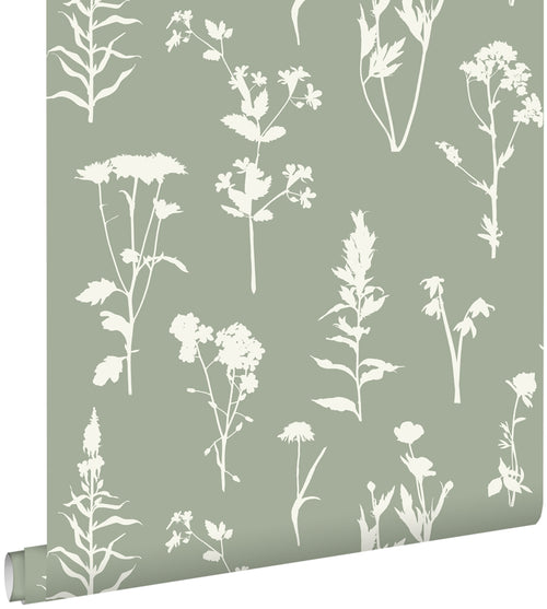 ESTAhome behang veldbloemen jade groen - 50 x 900 cm - 139395