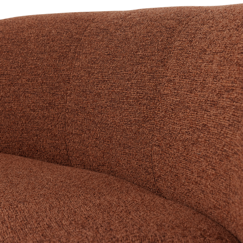 WOOOD eetbank halfronde hoek rug Mojo Base - Bouclé - Roestbruin - 83x152x76