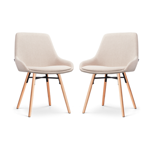 Nolon Nena-Isa Eetkamerstoelen Set van 2 - Beige - Houten Poten - vtwonen shop