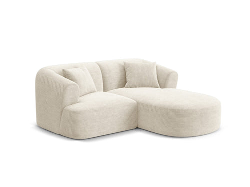 Cosmopolitan Design Modulaire hoekbank rechts Campi 3-zits, ribfluwelen ivoor - 156x180x70cm