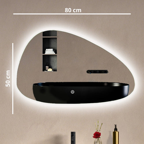 LOMAZOO badkamerspiegel Bilbao - met LED verlichting & spiegelverwarming - asymmetrisch - 80 x 50 cm