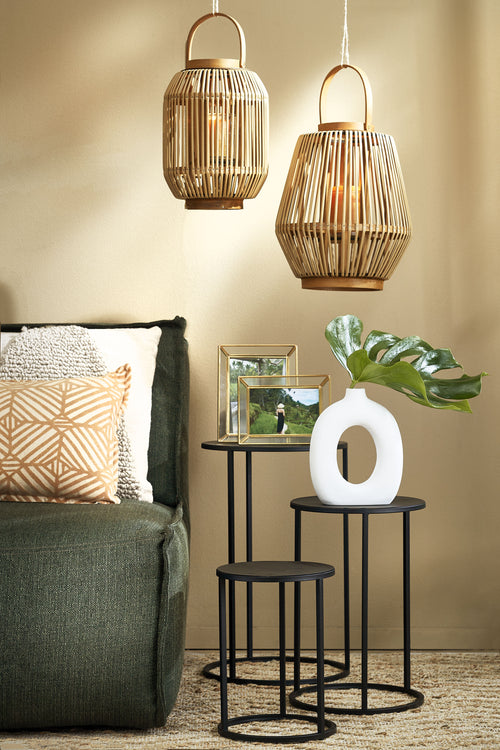 Mica Decorations Quinty Bijzettafel - Set van 3 - H50 x Ø32 cm - Metaal - Zwart