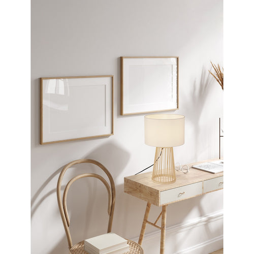 Nova Luce LOIS Tafellamp met ronde kap, naturel, E27 fitting, 1x12W