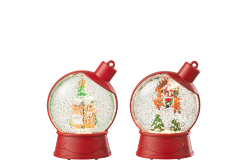 J-Line hanger Waterbol Peperkoekman + Kerstman - kunststof - rood - 2 stuks
