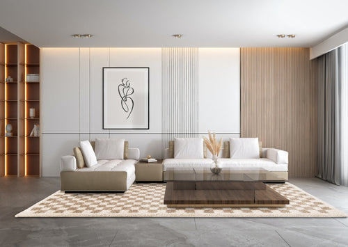 AFK Living vloerkleed Checkers - shaggy - beige - 160 x 213 cm - vtwonen shop