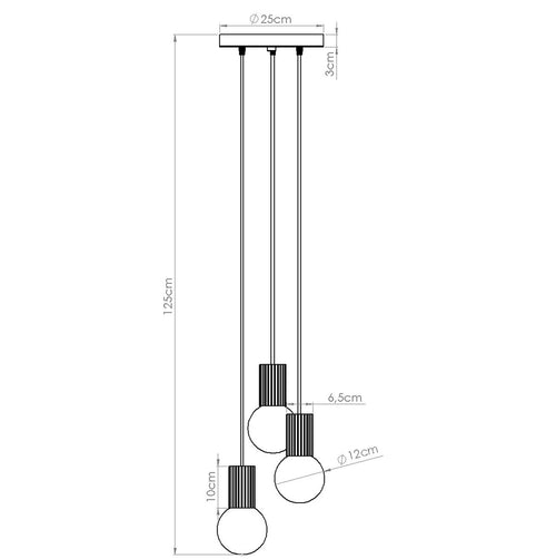 Sollux Lighting Hanglamp HALO 3P rood ochra - 25x25x125cm
