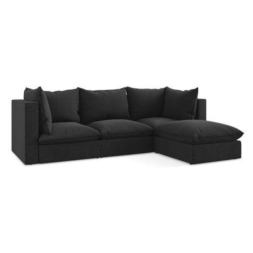 LaMiaSofa hoekbank rechts Ravenna - velours - zwart - 255x165x77